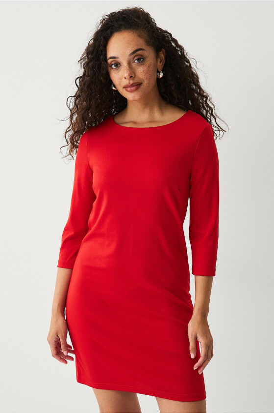 Kjole viNinny 3/4 O-neck Dress - Rød
