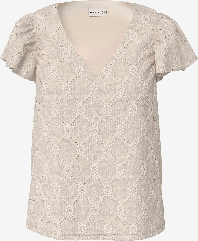 Topp viDelea V-neck Cap Sleeve Top/vol - Natur