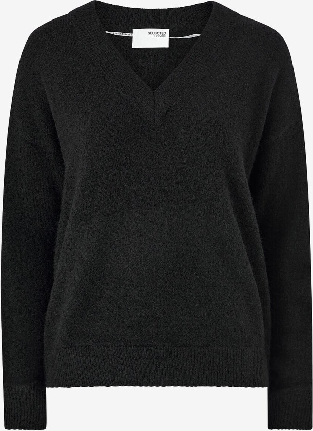 Genser slfMaline lS Knit V-neck - Svart