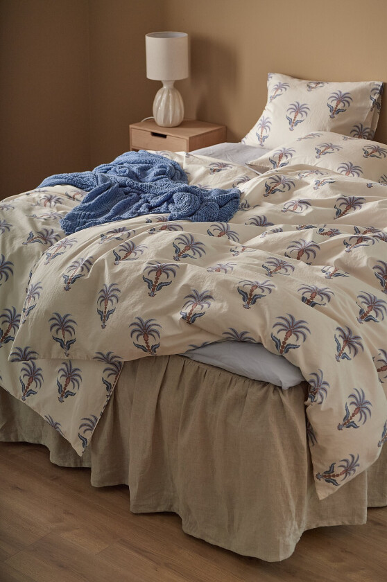 Sengesett Milly Palm i bomull 2 eller 3 stykker - Hvit