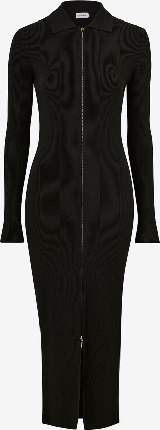 Kjole Iconic Rib Shirt Dress - Svart