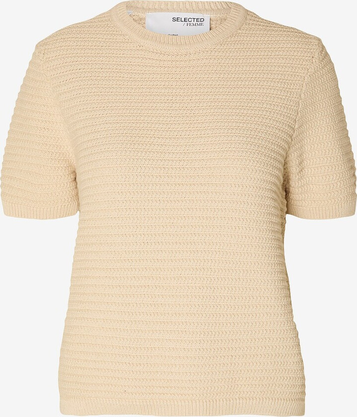 Genser slfDora SS Knit O-neck - Beige