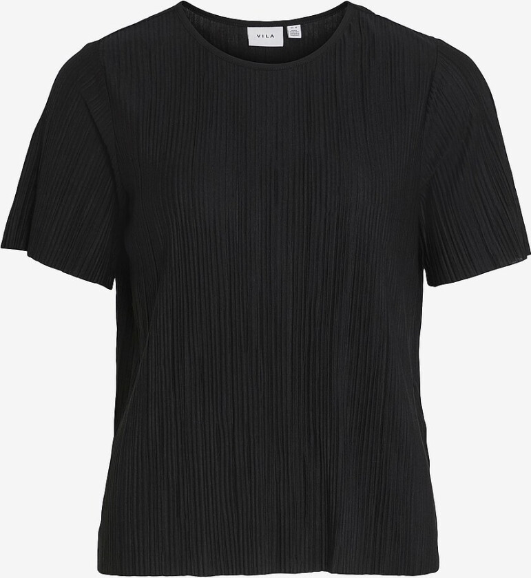 Topp viPlisa O-neck S/S Top - Noos - Svart