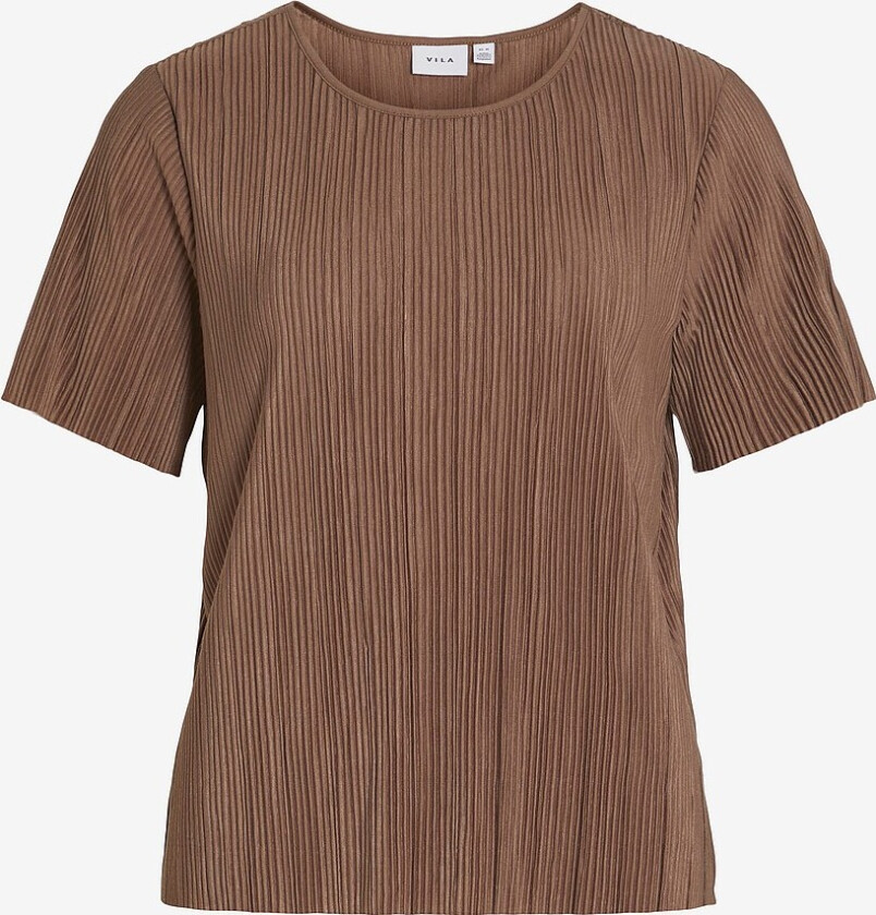 Topp viPlisa O-neck S/S Top - Noos - Brun
