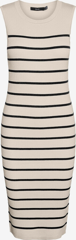 Kjole vmGizelle SL O-neck Blk Dress - Beige