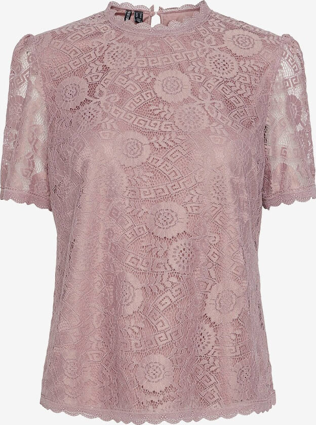 Blondetopp pcOlline SS Lace Top Noos BC - Rosa