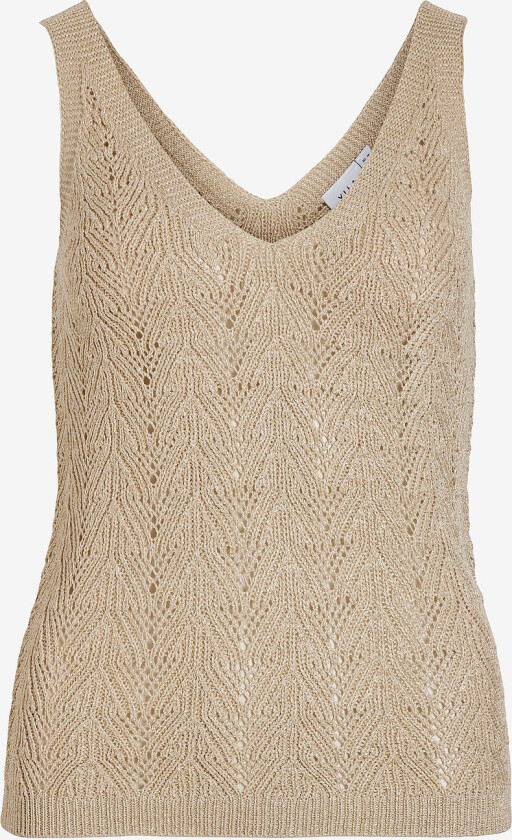 Topp viFolia V-neck S/L Glitter Knit Top - Brun