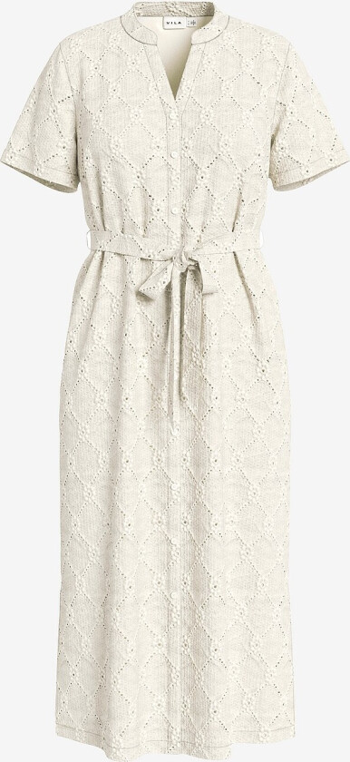 Skjortekjole viDelea V-neck S/S Midi Dress/r/vol - Natur