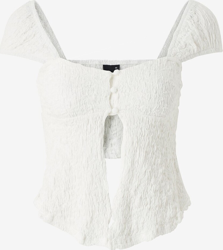Topp Structure Button Top - Hvit