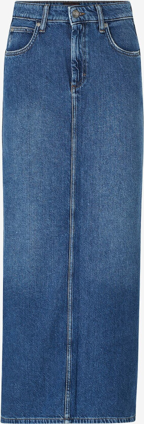 Denim skjørt Side Slit Maxi Skirt - Blå