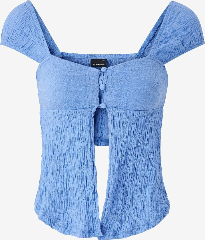 Topp Structure Button Top - Blå