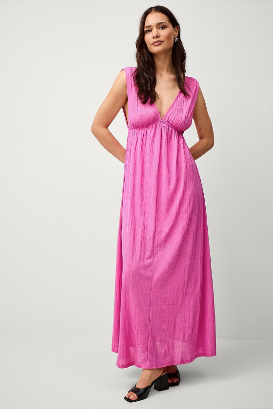 Maxikjole Deep V Maxi Dress - Rosa