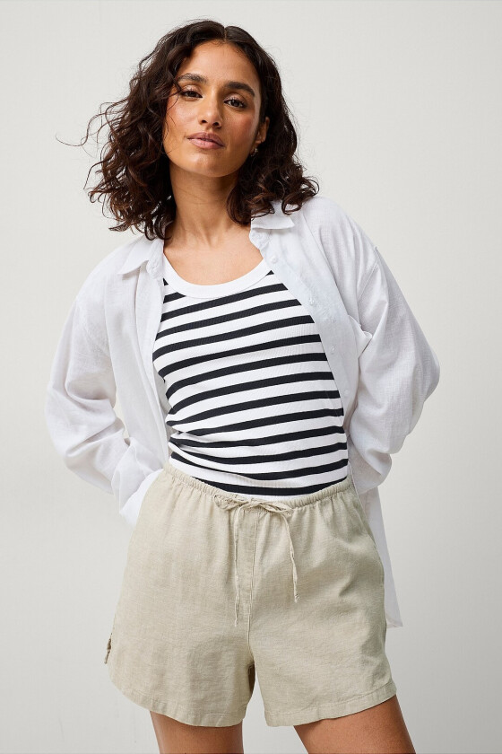 Shorts i lin Relaxed Linen Blend - Beige