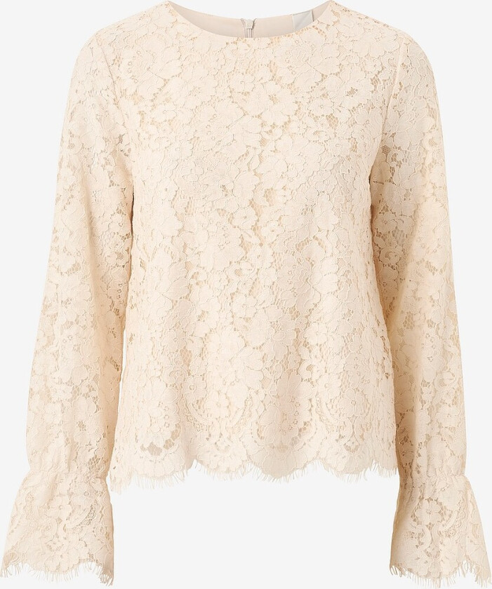 Blondetopp yasPerla LS Lace Top S. - Hvit