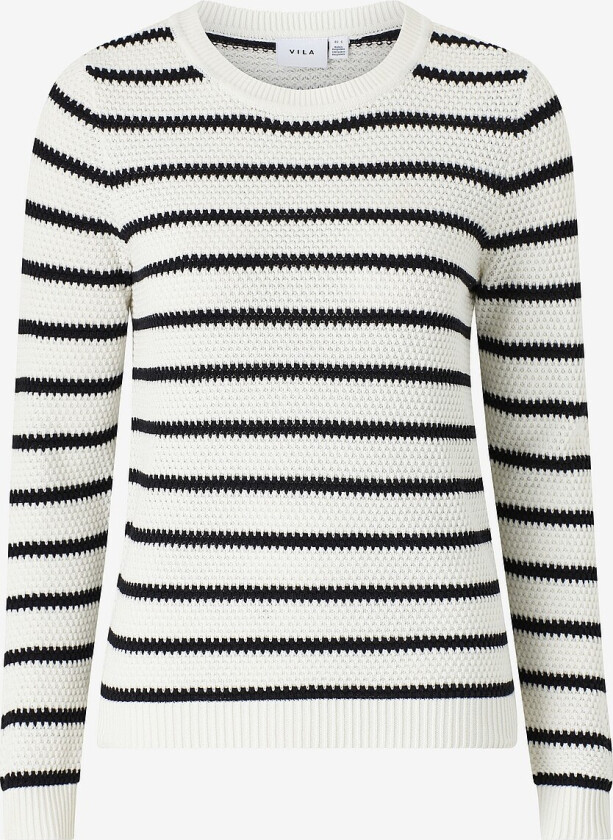 Genser viDalo O-neck L/S Stripe Knit Top - Hvit