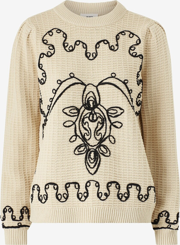 Genser objChio L/S O-neck Knit Pullover 13 - Beige