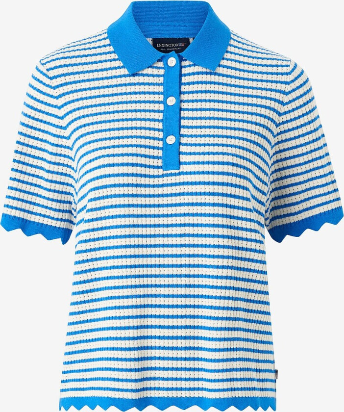 Genser Cindy Pointelle Knitted Polo Sweater - Blå