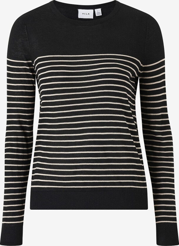 Genser viAbella Open O-neck L/S Knit Top - Svart