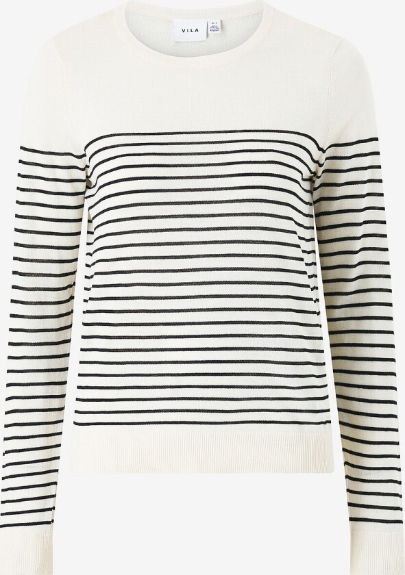 Genser viAbella Open O-neck L/S Knit Top - Beige