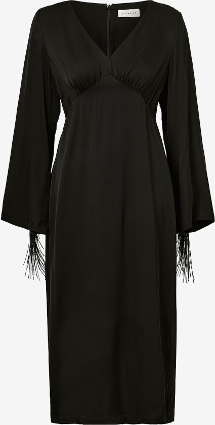 Kjole Sasha V-neck Fringe Midi Dress - Svart