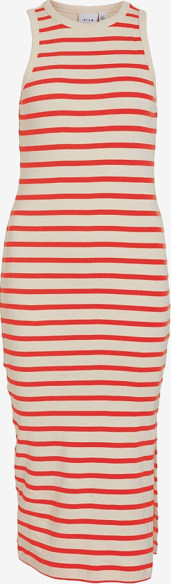 Kjole viLibena S/L Midi Dress - Natur