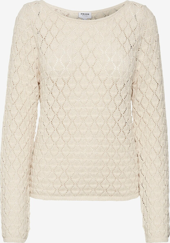 Genser vmEvelyn LS Crochet Top - Beige