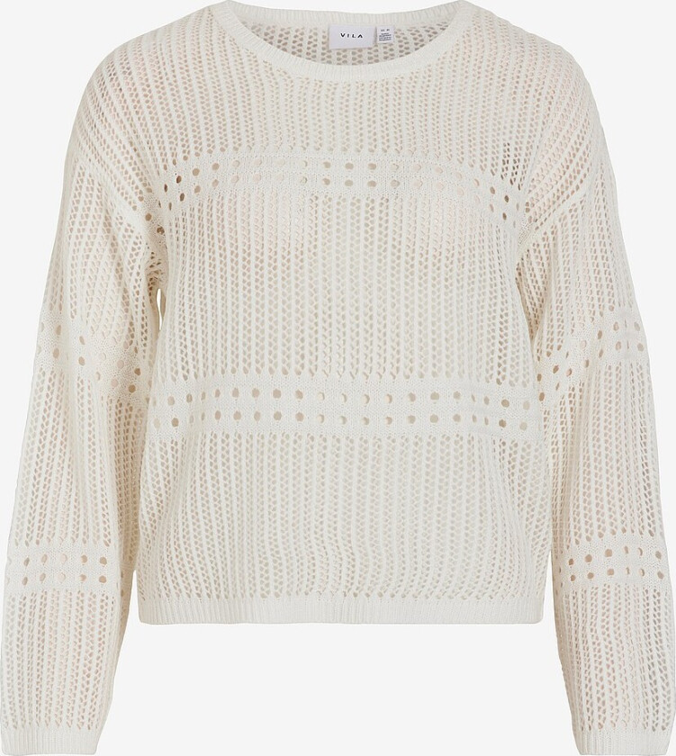 Genser viJiffy Open O-neck L/S Knit Top - Natur
