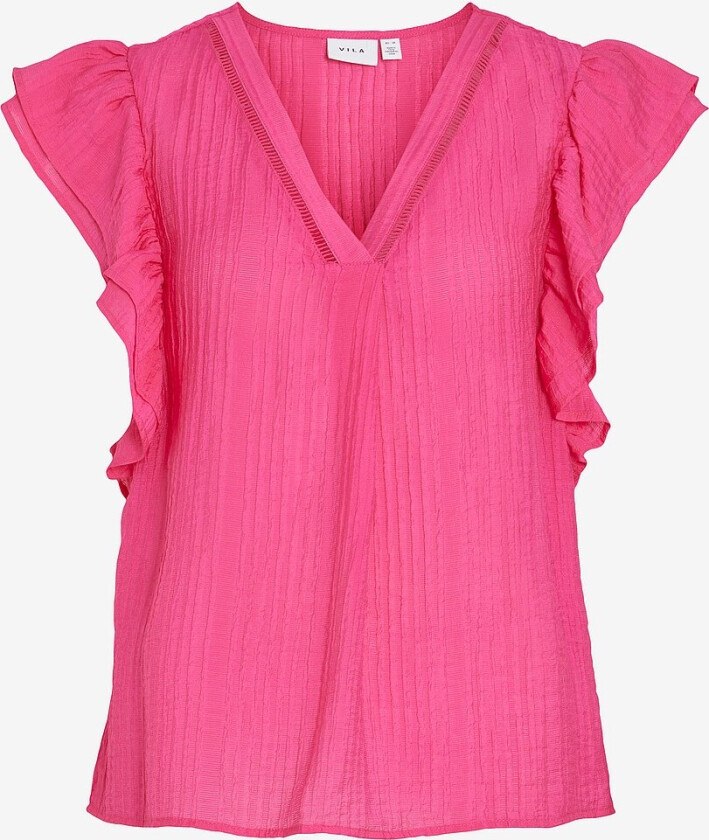 Topp viNille V-neck S/L Top - Rosa