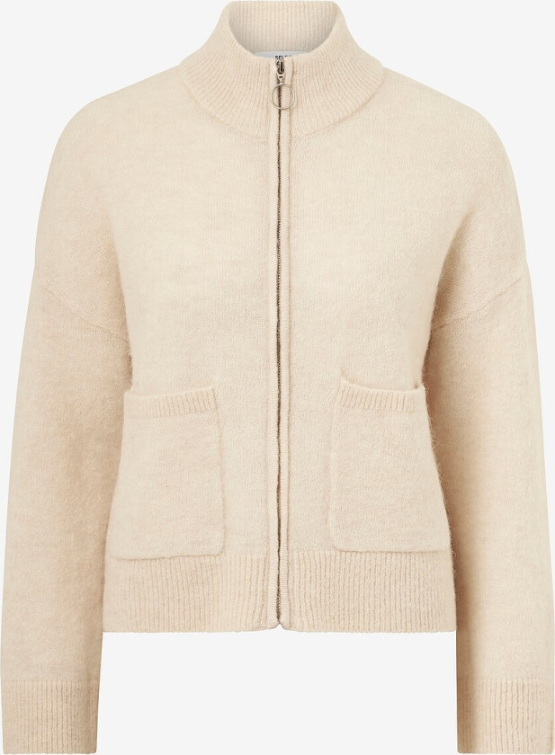 Kardigan slfSia Ras LS Knit Zipper Cardigan - Beige