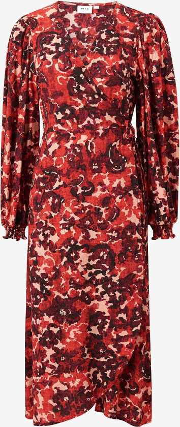 Omslagskjole viElena Ira V-Neck 3/4 Midi Wrap Dress - Rød