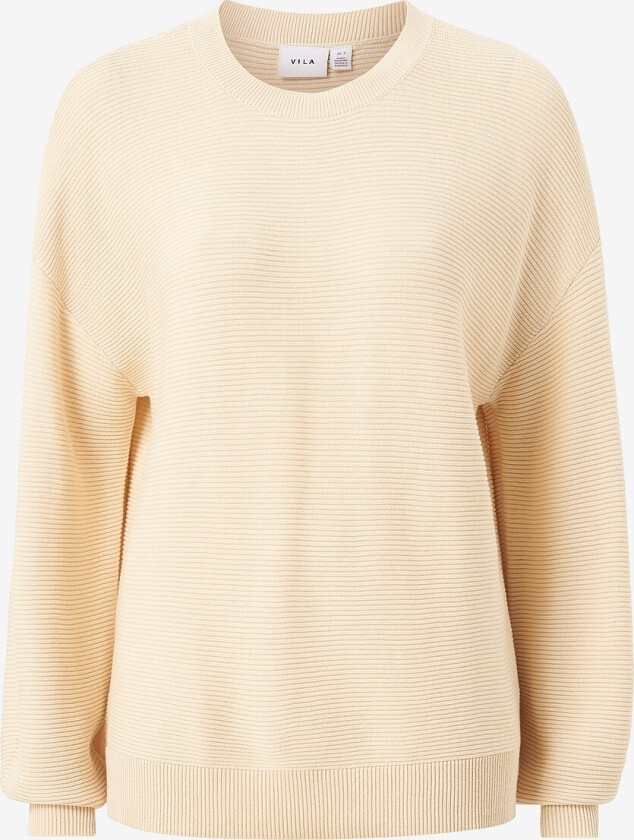 Genser viStacy L/S O-neck Knit Top - Beige