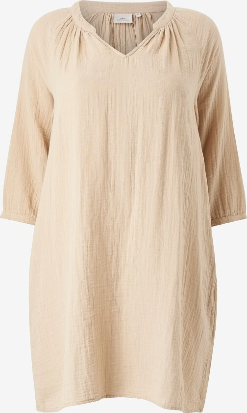 Kjole carThyra 3/4 V-neck Knee Dress Wvn - Beige