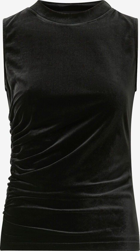 Topp Slim Vlvt Rouched Mock - Svart