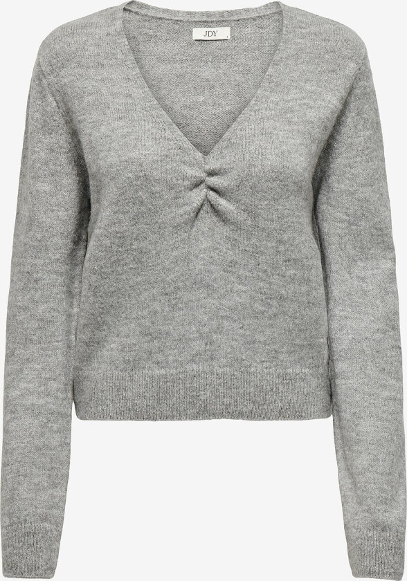 Genser jdyLibby L/S V-neck Short Ruch Pull Knt - Grå
