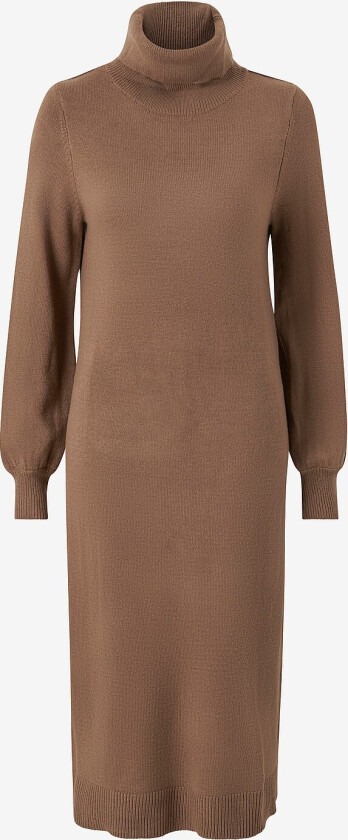Strikketkjole viSara L/S Rollneck Midi Dress - Brun