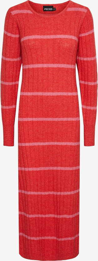Maxikjole pcNonna LS Ankle Knit Dress - Rød