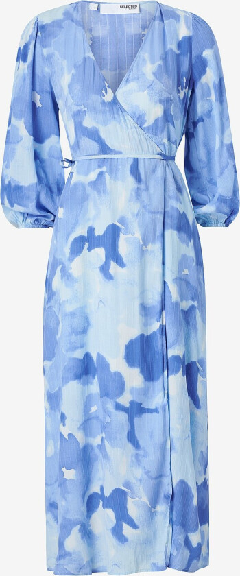 Maxikjole slfSusie L/S Aop Ankle Wrap Dress - Blå