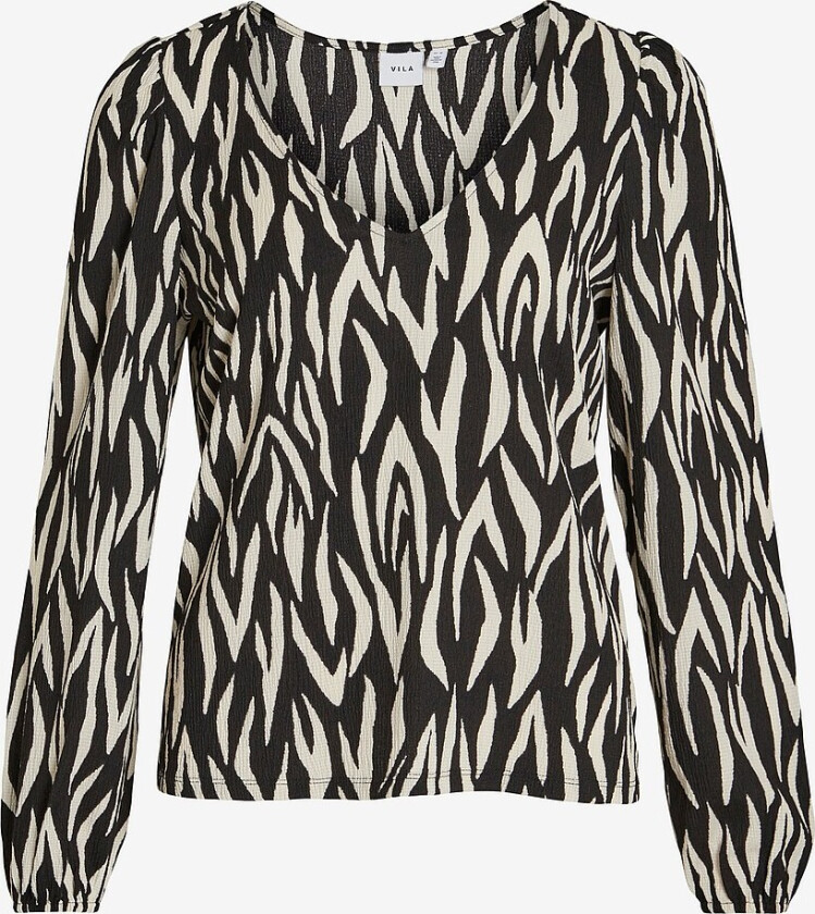 Topp viLaya Lula V-neck L/S Top - Svart