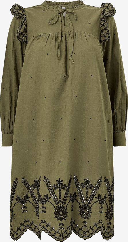 Kjole carMiggy L/S O-neck Split Dress Wvn - Grønn