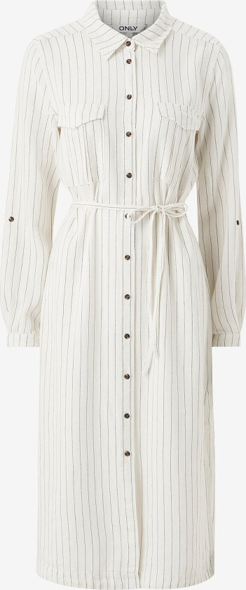 Skjortekjole onlCaro LS Linen Bl L Shirt Dress - Hvit
