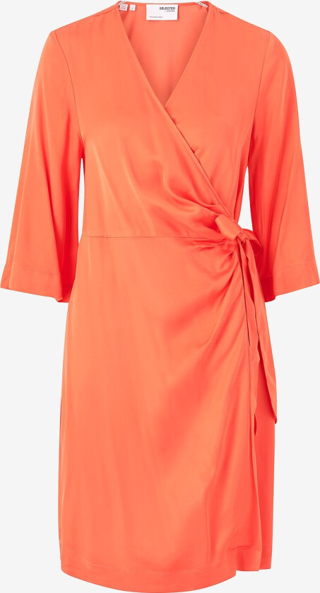 Omslagskjole slfFranziska 3/4 Short Satin Wrap - Orange