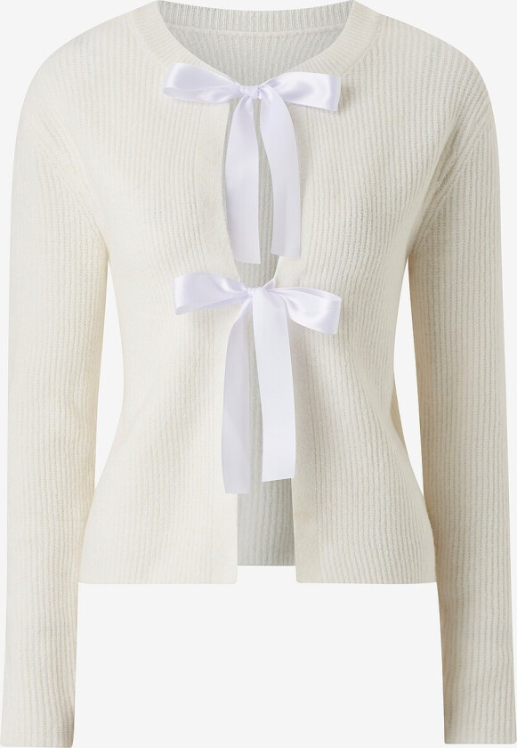 Genser / kardigan pcRilly LS Reversible Bow Knit - Hvit