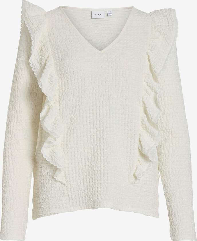 Topp viPantea V-neck L/S Top - Hvit