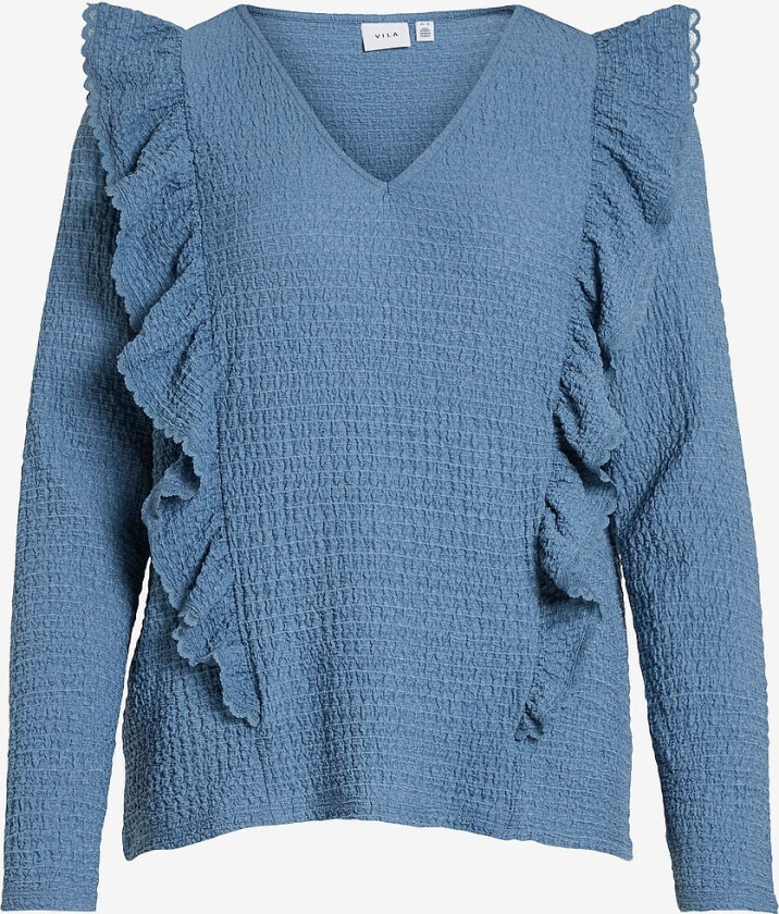 Topp viPantea V-neck L/S Top - Blå