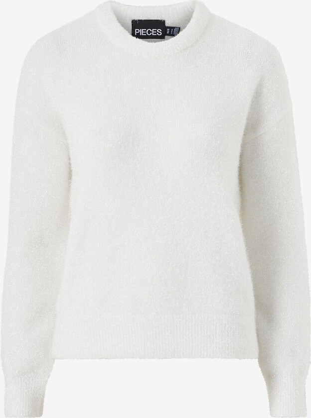 Genser pcSnow LS O-neck Knit - Hvit