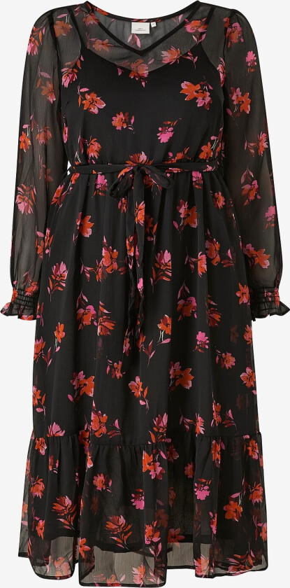 Kjole carMirena Life LS Calf Dress Aop BF - Svart