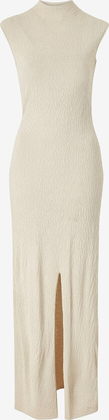 Maxikjole Crinkled Ankle Knit Shift Dress - Beige