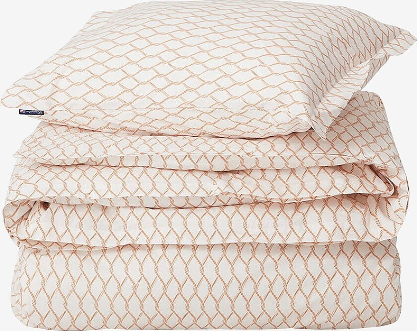 Sengesett Rope Printed Cotton Poplin Bed Set - Hvit