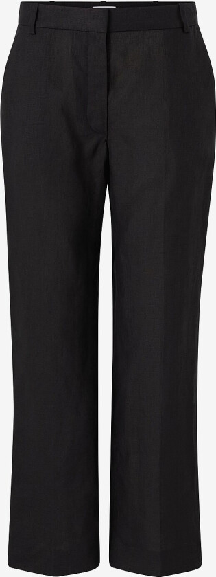 Bukse Linen Slim Straight Cropped Pant - Svart