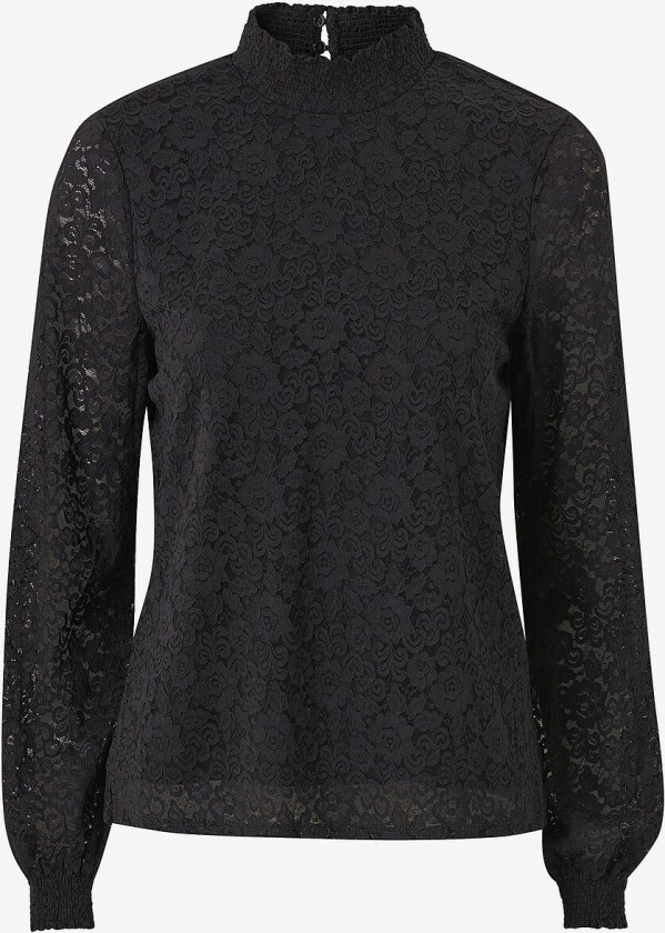 Blondetopp pcFauna LS Lace Top - Svart